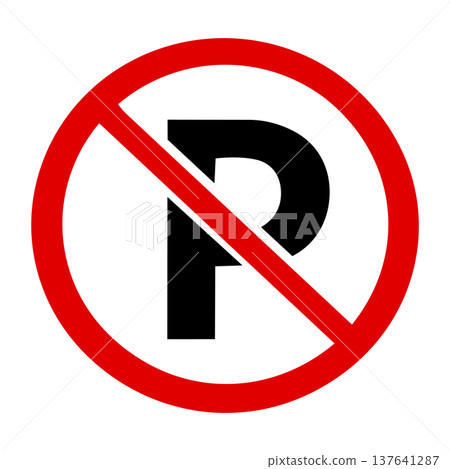 No Parking Sign Red Icon 137641287