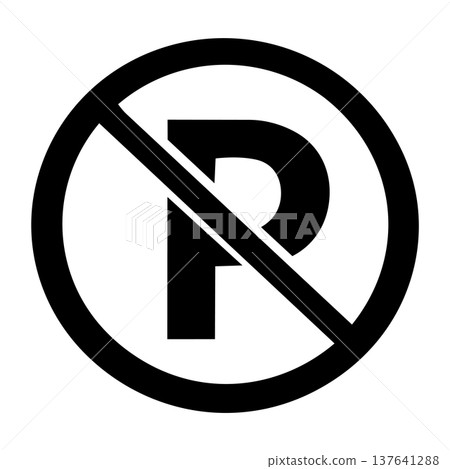 No Parking Sign (Black Icon) 137641288