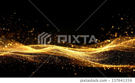 金色亮片在黑色背景上閃耀 | 奢華閃亮的背景材料 金色亮片在黑色背景上閃耀 | 奢華閃亮的背景材料 137641359