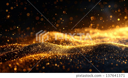 金色亮片在黑色背景上閃耀 | 奢華閃亮的背景材料 137641371