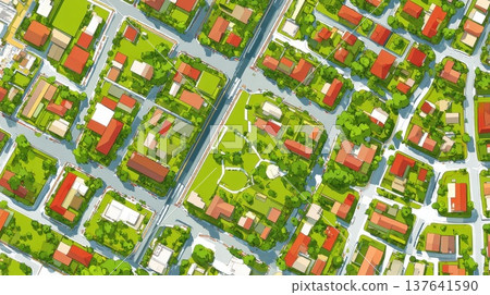 Clean Cadastral Map Style with Clearly Defined Outlines and Vibrant Colors 137641590