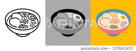 Simple tonkotsu ramen line icon Simple tonkotsu ramen line icon 137641833