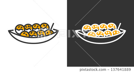 Editable Osaka specialty takoyaki icon 137641889