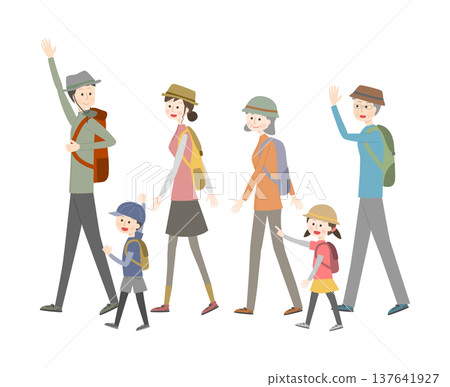 Three-generation family hiking Three-generation family hiking 137641927