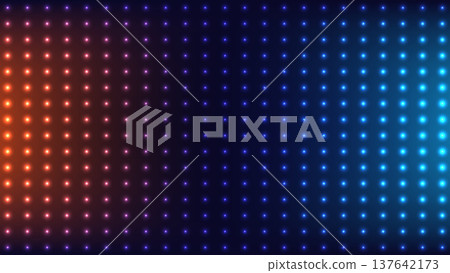 Abstract glowing led light grid background with vibrant blue purple and orange neon gradient for modern technology and digital data connection 137642173