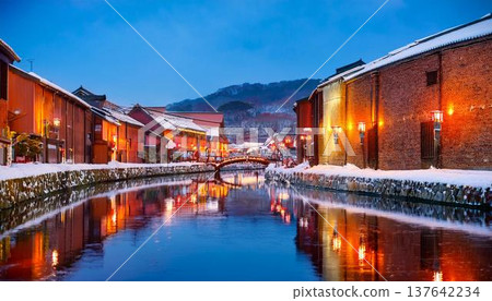 Snow-covered canal Snow-covered canal 137642234