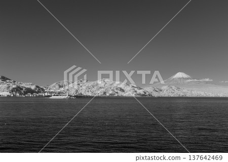 A fantastic infrared landscape overlooking Mount Fuji and Shimizu Port A fantastic infrared landscape overlooking Mount Fuji and Shimizu Port 137642469