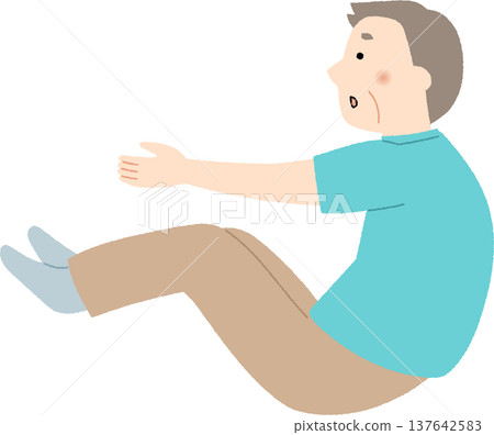 一位老人在做腹部運動 一位老人在做腹部運動 137642583