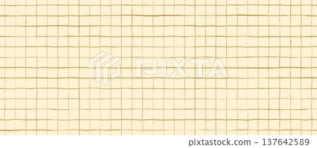 Funky seamless hand drawn square grid pattern. Yellow repeated doodled checkered background. Sketched thin checker paper texture. Pencil drawn journal sheet notebook template. Vector lined planer page Funky seamless hand drawn square grid pattern. Yellow repeated doodled checkered background. Sketched thin checker paper texture. Pencil drawn journal sheet notebook template. Vector lined planer page 137642589