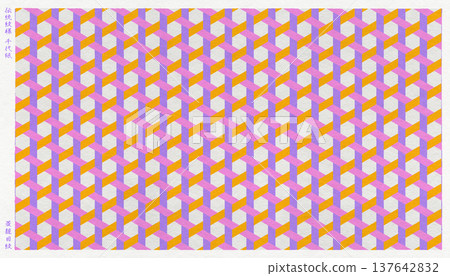 千代紙，由和紙製成，以木版畫風格描繪了傳統的日本“籃紋”圖案。 137642832