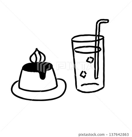 手繪咖啡館甜點和飲品插圖 137642863