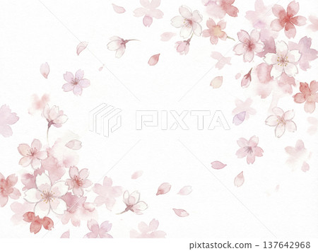 Watercolor painting, hand-painted, cherry blossoms 137642968