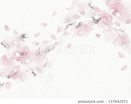 Watercolor painting, hand-painted, cherry blossoms 137642971