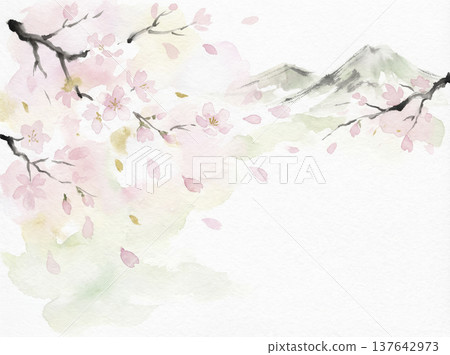 水彩手繪櫻花 137642973