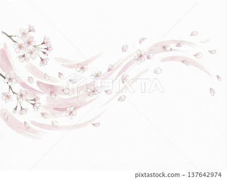 水彩手繪櫻花 水彩手繪櫻花 137642974