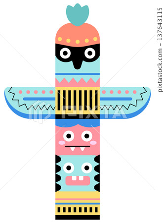 Vibrant Camping Totem Pole for Outdoor Summer Camp Decoration and Wilderness Adventure Activity 137643115