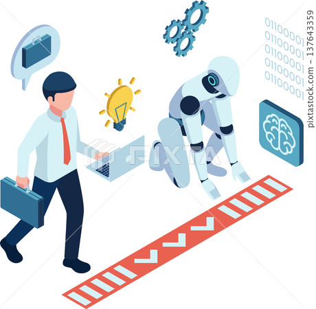 Isometric Human vs Robot Competing for Jobs 137643359
