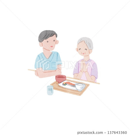 圖:一位老婦人照顧她年邁的母親 圖:一位老婦人照顧她年邁的母親 137643360