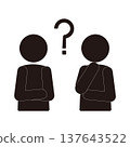 思考姿勢和問號的象形圖 137643522