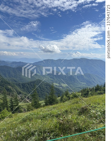 The panoramic view from the mountaintop 137643725