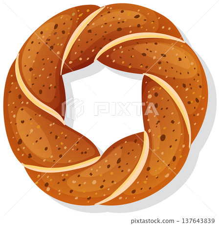 Twisted Turkish Simit Bread Vector Illustration 137643839