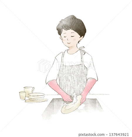 一個女人洗碗 一個女人洗碗 137643921
