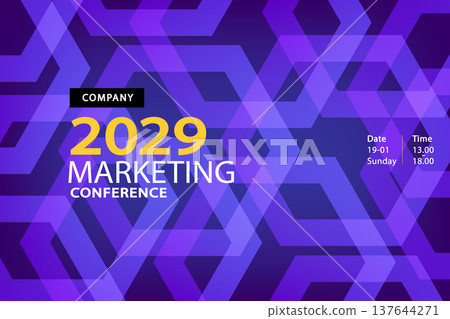 Transform your event branding with this futuristic purple hexagon vector. Featuring professional geometric layers and vibrant gradients, it is perfect for technology conferences, digital webinars, and 137644271