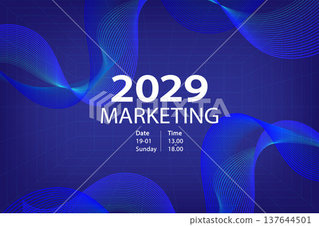 Elevate your tech brand with this futuristic blue abstract vector. Featuring digital grid waves and elegant light effects, it is perfect for technology webinars, cyber security seminars, and IT busine 137644501