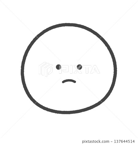 一個簡單可愛的生氣表情符號 - 手繪情緒圖標，用於表示不滿、NG、NO 和低評分。 137644514