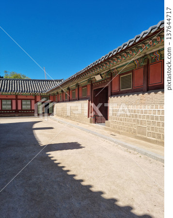 This is the panoramic view of Gyeongbokgung Palace in Gyeongbok Seoul. This is the panoramic view of Gyeongbokgung Palace in Gyeongbok Seoul. 137644717