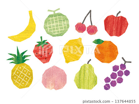 類似紙片剪紙的水果壓克力畫 137644855