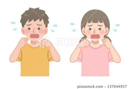 哭泣兒童的插圖(上半身) 哭泣兒童的插圖(上半身) 137644957