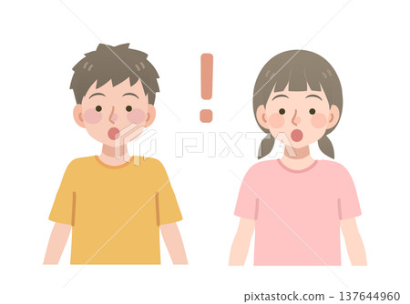驚訝的男孩和女孩的插圖 驚訝的男孩和女孩的插圖 137644960