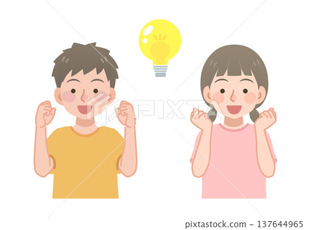 Illustration of a boy and girl thinking Illustration of a boy and girl thinking 137644965