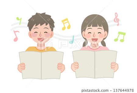 Illustration of a singing kid 137644978
