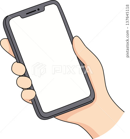 Minimalist Hand Drawn Illustration of a Hand Holding a Smartphone with a Blank White Screen for Mobile App Mockup and Digital Technology Concept Minimalist Hand Drawn Illustration of a Hand Holding a Smartphone with a Blank White Screen for Mobile App Mockup and Digital Technology Concept 137645118