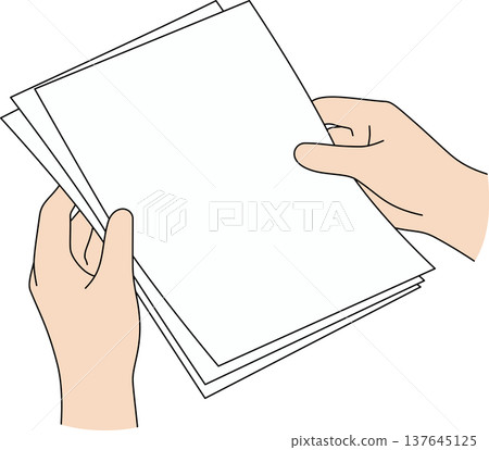 Minimalist Hand Drawn Illustration of Hands Holding Three Sheets of Blank White Paper on Black Background for Document Mockup and Creative Presentation Concept Minimalist Hand Drawn Illustration of Hands Holding Three Sheets of Blank White Paper on Black Background for Document Mockup and Creative Presentation Concept 137645125