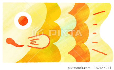 Yellow watercolor-style carp streamer 137645241