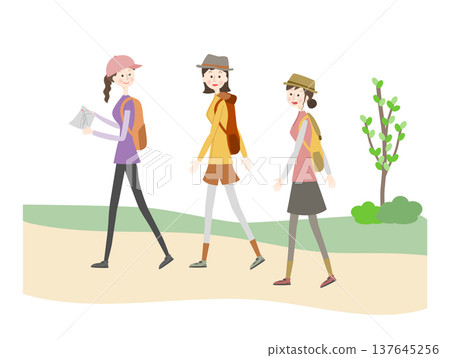 Young women hiking Young women hiking 137645256