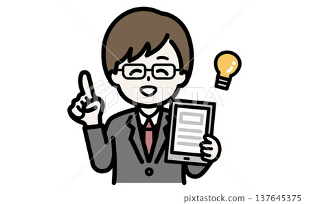 An illustration of a consultant who proposes strategic ideas based on data. 137645375