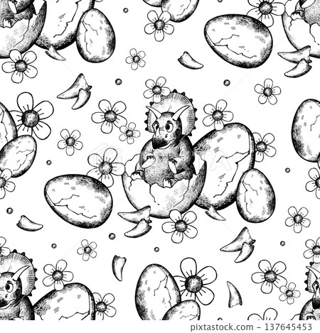 Seamless graphic pattern with a triceratops Seamless graphic pattern with a triceratops 137645453