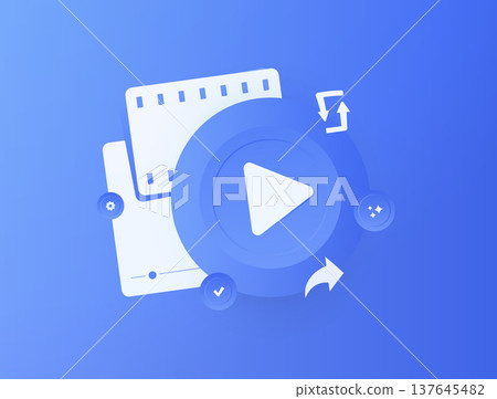 Landscape to vertical video conversion, horizontal footage resize for social media, portrait format optimization process, mobile content reframing workflow, smart cropping tool vector illustration Landscape to vertical video conversion, horizontal footage resize for social media, portrait format optimization process, mobile content reframing workflow, smart cropping tool vector illustration 137645482