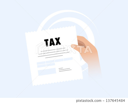 Tax document receipt, income tax form paper, financial payment receipt, personal tax declaration slip, accounting expense proof, modern flat infographic design, vector illustration Tax document receipt, income tax form paper, financial payment receipt, personal tax declaration slip, accounting expense proof, modern flat infographic design, vector illustration 137645484