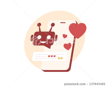 AI girlfriend romantic companion, virtual boyfriend chatbot interaction, emotional dating love simulator, intimate digital partner engagement, user attachment concept, modern flat vector illustration 137645485