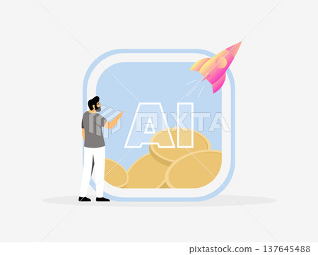 Ai startup ideas, generative tools business opportunities, smart app creators workflow, making money with artificial intelligent software, driven development concept, modern vector illustration Ai startup ideas, generative tools business opportunities, smart app creators workflow, making money with artificial intelligent software, driven development concept, modern vector illustration 137645488