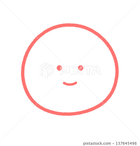 Hand-drawn emoji of a smiling face - Simple and cute red line art of a smiling face and a "Like" expression. 137645498