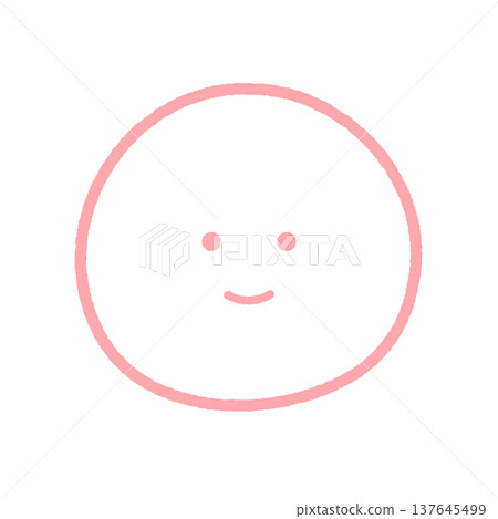 Hand-drawn emoji of a smiling face - Simple and cute line art material of a smiling face and a "Like" expression. 137645499