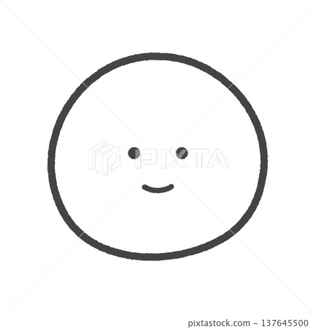 Hand-drawn emoji of a smiling face - Simple and cute black line art of a smiling face and a "Like" expression. 137645500