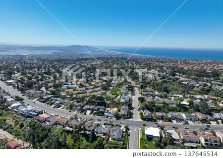 Aerial view of La Jolla Hills, San Diego, California, USA 137645514