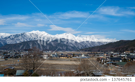 Snow-capped Northern Alps: Mountain Ranges and Ridges Snow-capped Northern Alps: Mountain Ranges and Ridges 137645761